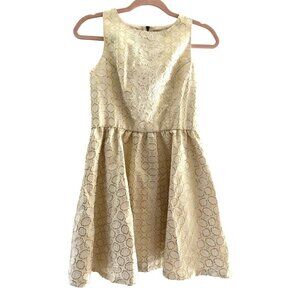 NWT Gold White Lace Overlay Dress Womens XS Fit Flare Party Holiday Y2K 90s Glam